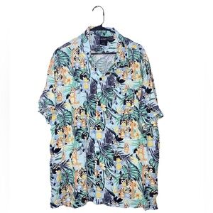 Bluey Hawaiian Button Up Shirt Youth Tropical Cartoon Rayon Short Sleeve XL 3XL
